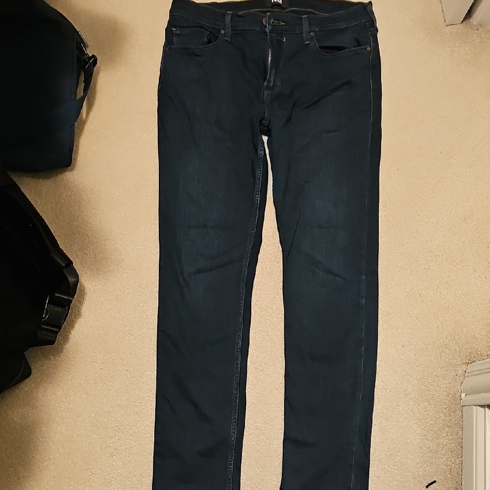 Paige Federal Slim Fit Blue Denim Jeans with Classic Detailing